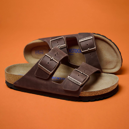 Klapki Birkenstock Arizona Soft Footbed Oiled Leather Habana regular szerokie męskie/damskie (452761)