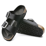 Klapki damskie Birkenstock Arizona Big Buckle Oiled Leather Black narrow wąskie (1011075)