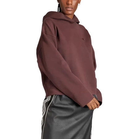 Bluza z kapturem damska adidas Premium Essentials Short Hoodie Shadow Brown kangurka brązowa (IK5805)