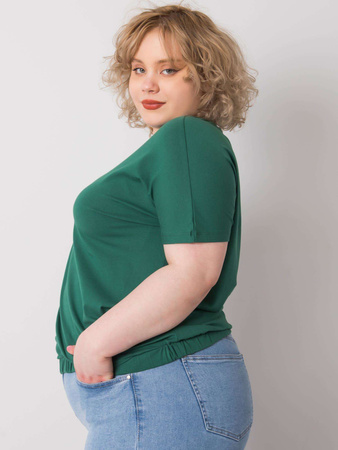 Ciemnozielona bluzka plus size z bawełny (RV-BZ-6634.27)