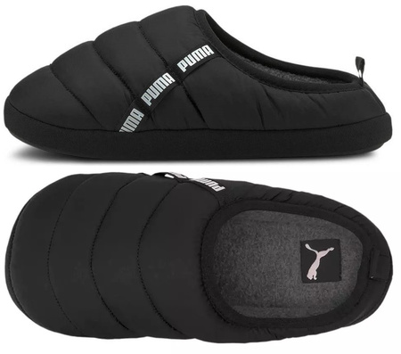 Kapcie klapki męskie/damskie zimowe PUMA SCUFF BLACK czarne ocieplane (384945-01)