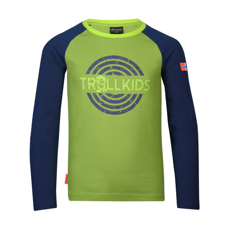 Bluzka ongsleeve bawełniana dziecięca dla chłopca/dziewczynki Trollkids Kids Preikestolen Longsleeve kiwi/mystic blue (493-345)