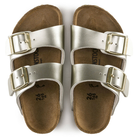 Klapki dziewczęce Birkenstock Arizona Kids Birko-Flor Electric Metallic Gold narrow wąskie (1014841)