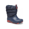 Wyprzedaż - Śniegowce dziecięce Crocs Classic Neo Puff Boot T wysokie buty zimowe z ortalionu granatowe (207683-NAVY)