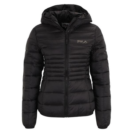 Kurtka puchowa damska Fila SQUILLE HOODED LEKKA JKT z kapturem pikowana ocieplana czarna (FAW036280010)