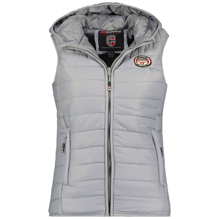 Kamizelka damska z kapturem Geographical Norway Vatika Hood EO Lady 233 Gris Clair trekkingowa bezrękawnik (WW1198F/GNO-LIGHT GREY)