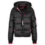 Kurtka zimowa puchowa damska Geographical Norway Calix Black EO DB LADY 068 czarna (WW1917F/GNO-BLACK-PINK)