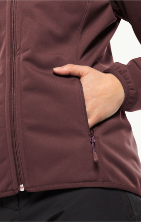 Wyprzedaż - Kurtka przejściowa z kapturem damska Jack Wolfskin Windhain Hoody W softshell czerwona (1307481_2866)