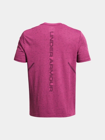 Koszulka męska Under Armour Seamless Grid różowa oddychająca (1376921-686)