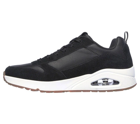 Sneakersy męskie czarne Skechers Uno Stacre buty sportowe treningowe skórzane (52468-BKW)