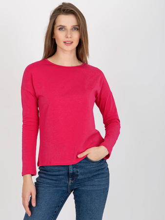 Fuksjowa bawełniana bluzka basic longsleeve  (RV-BZ-5121.18)