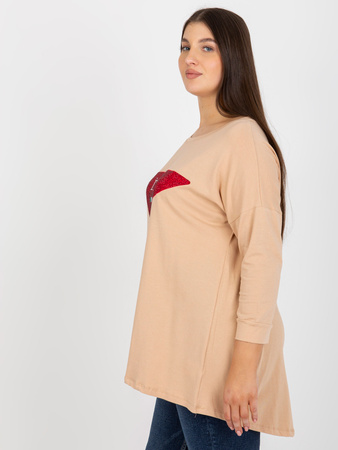 Beżowa bluzka plus size z bawełny (VI-BZ-2911.82P)