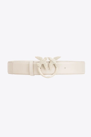 Skórzany pasek z klamrą Pinko LOVE BERRY H3 BELT 100125-A1K2 biały (3 cm)