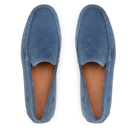 Wyprzedaż - Mokasyny męskie Lloyd EMILIO eleganckie buty ze skóry zamszowej niebieskie (13-422-28)