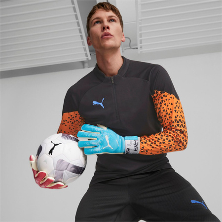 Rękawice bramkarskie Puma Ultra Grip 1 Tricks Hybrid niebiesko-różowe (41853 01)