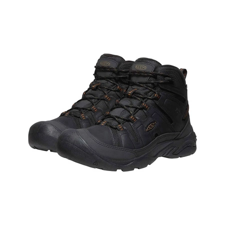 Buty Trekkingowe męskie KEEN CIRCADIA MID WP BLACK/CURRY wodoodporne skóra naturalna (KE-1027841)