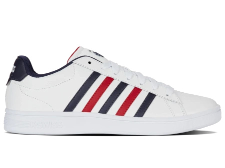 Męskie sneakersy K-Swiss COURT TIEBREAK II WHITE/PEACOAT/SAMBA RED-M (04413-983-M)