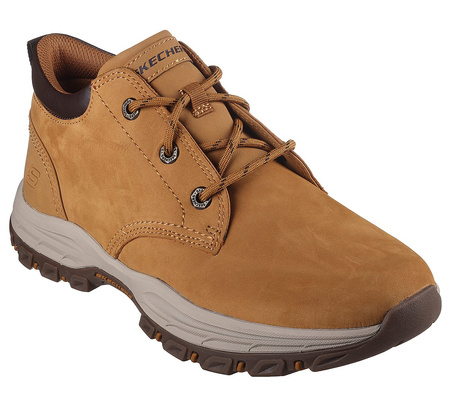 Wyprzedaż - Buty skórzane męskie Skechers Knowlson Ramhurst sportowe półbuty beżowe (204921-WTN)
