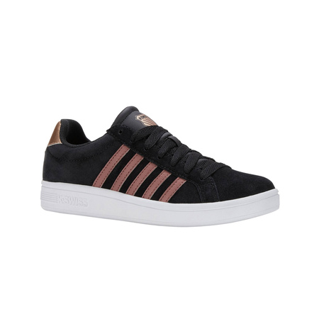Wyprzedaż - Buty damskie sportowe K-Swiss Court Tiebreak SDE sneakersy skórzane czarne (97012-091-M)