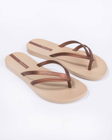 Wyprzedaż - Klapki plażowe damskie Ipanema Bossa Fem na lato beżowe (82067-21975)