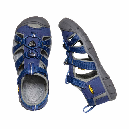 Wyprzedaż - Sandały dziecięce turystyczne na lato Keen Seacamp II CNX Blue Depths/Gargoyle niebieskie (KE-1010096)