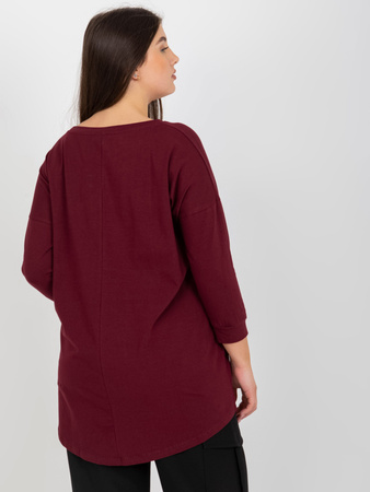 Śliwkowa bluzka plus size z rękawem 3/4 (VI-BZ-2911.82P)