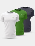 Zestaw 3 sportowych męskich koszulek 4F 3PAK bawełniane t-shirt biały/zielony/granatowy (57989/4FWSS24TTSHM1895-90S)