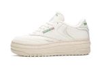 Sneakersy skórzane damskie Reebok Club C Extra W Chalk Glen Green buty sportowe beżowe (100010060)