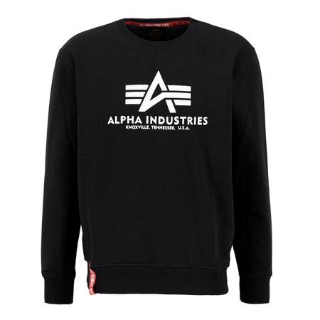 Sweter męski Alpha Industries Basic Sweater black bluza nierozpinana nadruk logo czarny (178302-03)