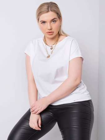 Biały t-shirt plus size z bawełny (RV-BZ-6327.67)