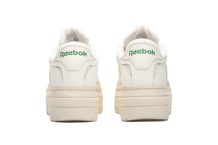 Sneakersy skórzane damskie Reebok Club C Extra W Chalk Glen Green buty sportowe beżowe (100010060)