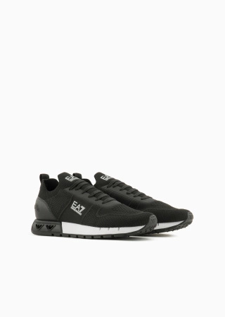 Wyprzedaż - Buty sportowe męskie EA7 Emporio Armani Legacy Knit sneakersy lifestylowe czarne (X8X171-XK373-N181)