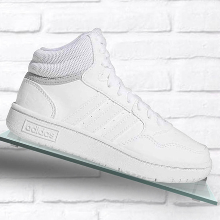 Wyprzedaż - Buty sportowe wysokie damskie młodzieżowe Adidas Hoops Mid 3.0 K białe (GW0401)
