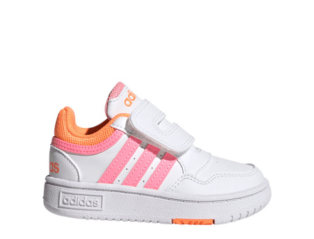 Sneakersy dziecięce adidas Hoops 3.0 CF klasyczny krój z zapięciem na rzepy biało-różowe I (H03859)