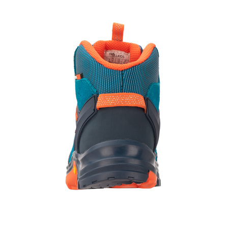 Wodoodporne buty turystyczne dziecięce dla chłopca/dziewczynki Trollkids Kids Gjende Hiker Mid atlantic blue/dark navy/glow orange (661-197)