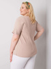 Beżowa bluzka plus size w prążek (RV-BZ-6323.92)