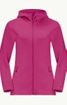 Wyprzedaż - Bluza polarowa z kapturem damska Jack Wolfskin Baiselberg Hooded FZ W sportowa różowa (1710772_2318)
