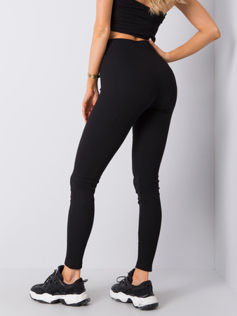 Czarne legginsy basic w prążek (RV-LG-6379.11X)