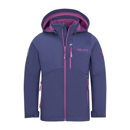 Kurtka softshell dziecięca dla dziewczynki Trollkids Girls Balestrand Jacket violet blue/mallow pink (617-111)