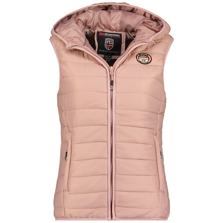 Wyprzedaż - Kamizelka trekkingowa damska z kapturem Geographical Norway Vatika Hood EO Lady 233 Rose Clair bezrękawnik (WW1198F/GNO-LIGHT PINK)
