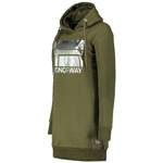 Wyprzedaż - Długa bluza damska z kapturem Geographical Norway Fabienne Kaki DB Lady zielona (WW4562F/GNO-KAKI)