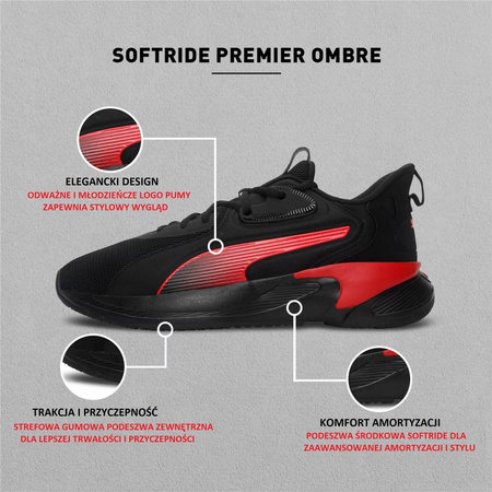 Sneakersy męskie Puma Softride Premier Ombre Black-High Risk Red (376189-01)