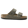 Klapki damskie/męskie Birkenstock Arizona Soft Footbed Oiled Leather Narrow Faded Khaki na wąską stopę olejowana skóra (1019377)