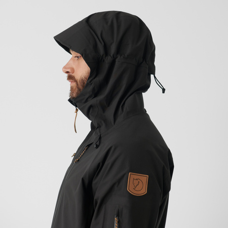 Kurtka z kapturem trekkingowa męska Fjällräven Keb Eco-Shell Jacket M Black outdoorowa czarna (F82411-550)