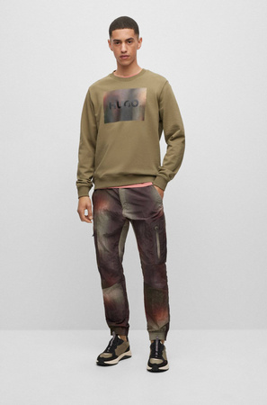 Wyprzedaż - Bluza męska Hugo Boss z bawełaninej dzianiny z nadrukiem zielona (50488906-345)