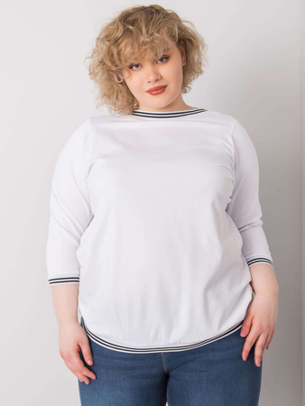 Biała bluzka plus size ze ściągaczami (RV-BZ-6640.86)