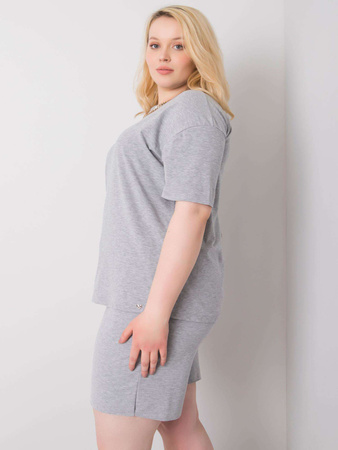 Szary t-shirt plus size z bawełny (RV-TS-6318.00X)