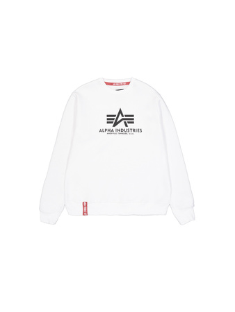Wyprzedaż - Bluza męski Alpha Industries Basic Sweater nierozpinana sportowa logo biała (178302-09)