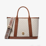 Wyprzedaż - Torebka damska Michael Kors Luisa Medium Signature Logo Satchel VAN-LUG beżowa (30R4G99S2V)
