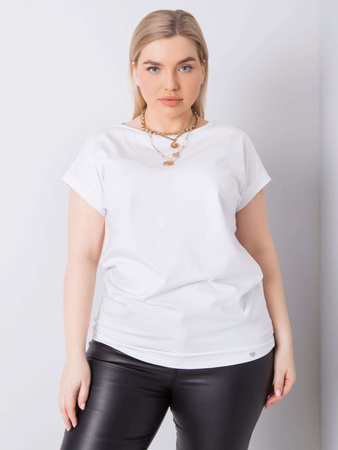 Biały t-shirt plus size z bawełny (RV-BZ-6327.67)